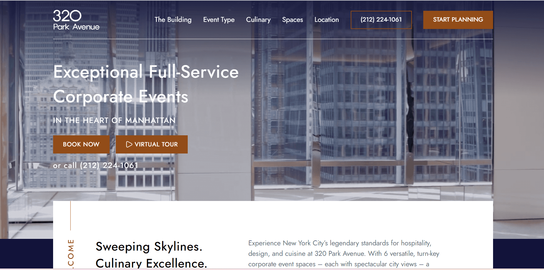 320 Park Avenue Events website screenshot
